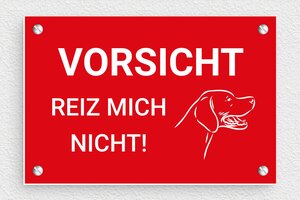 Torschilder - Schild 'Vorsicht, bissiger Hund' - 150 x 100 mm - PVC - rouge-blanc - screws - de-tor-hund-040-1