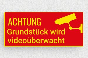 Schild Privatgrundstück - de-tor-schild-006-4 - 80 x 35 mm - rouge-jaune - glue - de-tor-schild-006-4