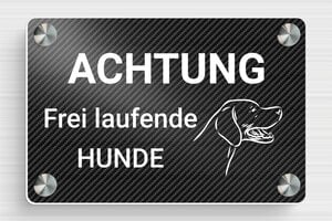 Torschilder - Schild 'Vorsicht, bissiger Hund' - 150 x 100 mm - PVC - carbon-blanc - screws-spacer - de-tor-schild-040-1