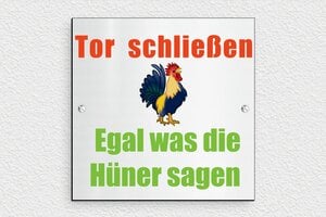 Torschilder - Schild 'Vorsicht, bissiger Hund' - 150 x 150 mm - PVC - gris-brosse-noir - screws - de-tor-schild-quadri-5