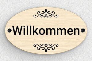 Türschilder - Ovales Willkommensschild - 260 x 150 mm - Holz - erable - screws-caps - de-tur-schild-004-2