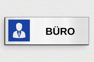 Türschilder - PVC-Bürotürschild - 120 x 40 mm - PVC - gris-brosse-noir - glue - de-tur-schild-buro-013-2