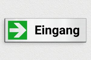 Türschilder - Schild 'Eingang rechts' - 170 x 50 mm - PVC - gris-brosse-noir - glue - de-tur-schild-eintritt-007-1