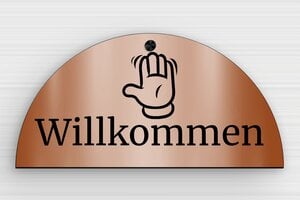 Haustürschilder herzlich willkommen - PVC-Türschild 'Willkommen' - 300 x 150 mm - PVC - cuivre-noir - screws-caps - de-tur-schild-willkommen-003-1