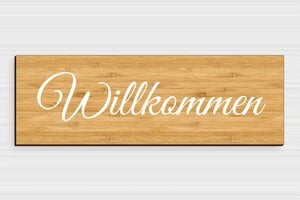 Haustürschilder - Bambus Willkommens-Türschild - 300 x 100 mm - Holz - bambou - glue - de-tur-schild-willkommen-008-1