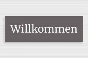 Haustürschilder - PVC-Türschild 'Willkommen' - 300 x 100 mm - PVC - gris-souris-blanc - glue - de-tur-wilkommen-schild-003-1