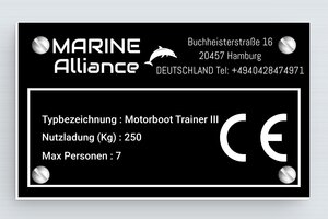 Kabelmarkierungen - de-typen-schild-boot-002-3 - 100 x 60 mm - noir-blanc - screws - de-typen-schild-boot-002-3