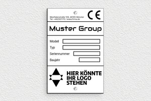 Kabelmarkierungen - de-typen-schild-industrie-002-4 - 100 x 150 mm - blanc-noir - screws - de-typen-schild-industrie-002-4