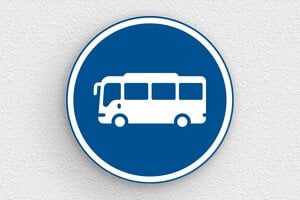 Schild für Verkehr und Transportmittel - Schild 'Busfahrspur reserviert' - 300 x 300 mm - PVC - bleu-blanc - glue - de-verkehrzeichen-001-3