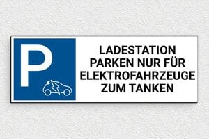 Schild für Verkehr und Transportmittel - Schild 'Parkplatz nur für Aufladen reserviert' - 210 x 75 mm - PVC - custom - glue - de-verkehrzeichen-002-2