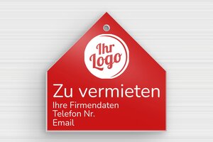 Zu vermieten schild - Schild 'Klingeln Sie hier' - 70 x 70 mm - Aluminium - rouge - holes-only - de-vermieten-schild-001-1