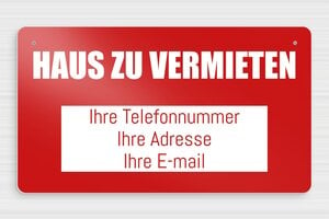 Zu vermieten schild - de-vermieten-schild-003-2 - 300 x 170 mm - rouge - holes-only - de-vermieten-schild-003-2