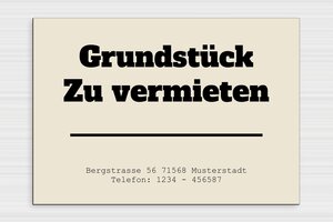 Zu vermieten schild - de-vermieten-schild-003-3 - 400 x 280 mm - ecru-noir - glue - de-vermieten-schild-003-3