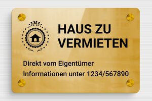 Zu vermieten schild - de-vermieten-schild-003-5 - 210 x 140 mm - poli - screws-spacer - de-vermieten-schild-003-5