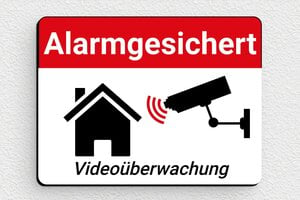 schild videoüberwachung privatgrundstück - Alarmschild unter Videoüberwachung - 80 x 60 mm - PVC - custom - glue - de-video-schild-003-1