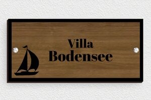 Namensschild haustür - de-villa-schild-006-1 - 150 x 70 mm - noyer - screws - de-villa-schild-006-1