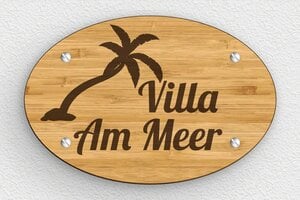 Namensschild haustür - de-villa-schild-006-5 - 150 x 100 mm - bambou - screws - de-villa-schild-006-5