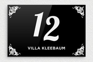 Türschild aus Plexiglas - de-villa-schild-008-1 - 210 x 140 mm - noir-blanc - screws-caps - de-villa-schild-008-1