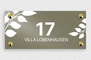 Hausschilder - de-villa-schild-025-1 - 210 x 100 mm - taupe - screws-caps - de-villa-schild-025-1