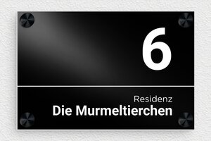 Hausnummernschild - de-villa-schild-033-1 - 150 x 100 mm - noir - screws-caps - de-villa-schild-033-1