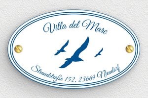 Namensschild haustür - de-villa-schild-044-1 - 100 x 60 mm - blanc-bleu - screws - de-villa-schild-044-1