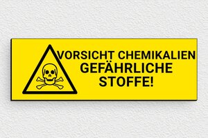 Schild pro branche - Schild 'Gefährliche Chemikalien' - 150 x 50 mm - PVC - jaune-noir - glue - de-vorsicht-chemikalien-002-3