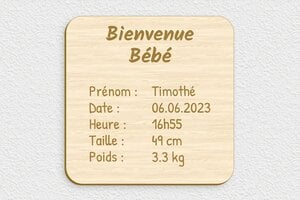 Cadeau de naissance personnalisé - Bois - 200 x 200 mm - erable - glue - deco-cadeau-naissance-008-1