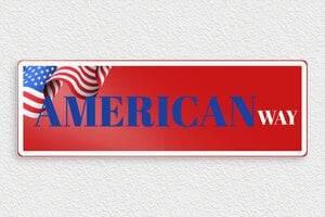 Plaque metal deco - Plaque déco American way - 300 x 100 mm - Aluminium - rouge - none - deco-rue-americaine-003-4