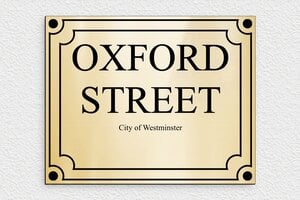 Plaque de rue personnalisée - Panneau déco Oxford Street - 250 x 200 mm - PVC - or-brillant-noir - none - deco-rue-anglaise-003-4