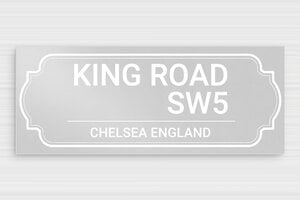 Plaque de rue personnalisée - Plaque déco King Road SW5 - 250 x 100 mm - Aluminium - anodise - glue - deco-rue-anglaise-004-4
