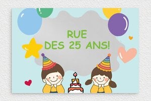 Plaque de rue anniversaire - Plaque rue des 25 ans - 300 x 200 mm - Aluminium - anodise - none - deco-rue-anniversaire-002-4