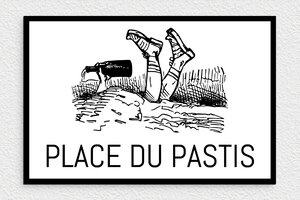 Place du pastis - Panneau déco Place du Pastis - 300 x 200 mm - PVC - blanc-noir - none - deco-rue-de-la-soif-003-1