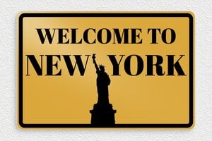Décoration murale - Panneau welcome to New York - 300 x 200 mm - Aluminium - or - none - deco-rue-new-york-001-4