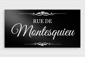 Plaque de rue personnalisée - Plaque déco rue de Montesquieu - 300 x 150 mm - Aluminium - noir - glue - deco-rue-paris-003-4