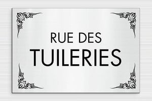 Plaque de rue personnalisée - Panneau déco rue des Tuileries - 300 x 200 mm - PVC - gris-brosse-noir - glue - deco-rue-paris-005-1