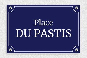 Place du pastis - Panneau Place du Pastis - 300 x 200 mm - PVC - bleu-marine-blanc - screws-caps - deco-rue-paris-014-1