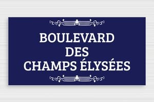 Plaque de rue personnalisée - Plaque déco rue Champs Élisées - 300 x 150 mm - PVC - bleu-marine-blanc - glue - deco-rue-paris-ancienne-002-4