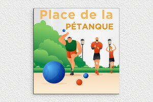 Place de la pétanque - Plaque place de la pétanque - 200 x 200 mm - PVC - gris-brosse-noir - none - deco-rue-place-petanque-001-4