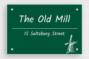 Modern House Number Signs - Engraved PVC - vert-sapin-blanc - screws - en-uk-address-018-1-1748951519101