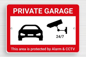 Private Property CCTV Signs - Private Garage under Video Surveillance Sign - custom - screws - en-uk-alarm-sign-003-1-1748952409686