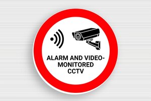 CCTV Signs - Round Sign Under Video Surveillance - custom - glue - en-uk-alarm-sign-004-1-1748952450087