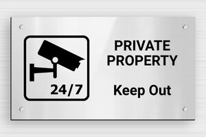 CCTV Signs - Sign 'Private Property, No Trespassing' - gris-brillant-noir - screws - en-uk-alarm-sign-007-1-1748952429209