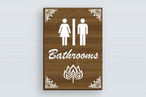 Toilet Signs for Doors - Bathroom Sign - Wood - 150 x 210 mm - noyer - glue - en-uk-bathroom-sign-004-1-1748952896541