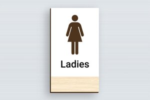 Toilet Signs for Doors - Wooden Bathroom Sign for Ladies - erable - glue - en-uk-bathroom-sign-005-1-1748952901895