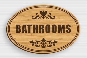 Toilet Signs for Doors - Bathroom Sign - Wood - Oval - 210 x 140 mm - bambou - glue - en-uk-bathroom-sign-006-1-1748952810487