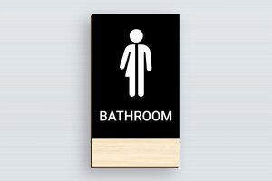Toilet Signs for Doors - Mixed Gender Wooden Bathroom Sign - erable - glue - en-uk-bathroom-sign-007-1-1748952984885