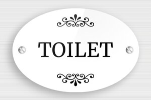 Toilet Signs for Doors - Bathroom Sign - Plexiglass - Oval - 105 x 70 mm - blanc-noir - screws - en-uk-bathroom-sign-011-1-1748952859018