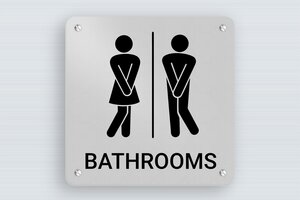 Toilet Signs for Doors - Bathroom Sign - Aluminum - 150 x 150 mm - anodise-noir - screws - en-uk-bathroom-sign-025-1-1748952801228