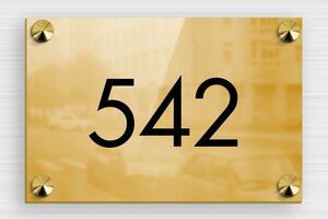 House Number Signs - Printed brass - poli-noir - screws-caps - en-uk-brass-plate-022-1-1748951458447