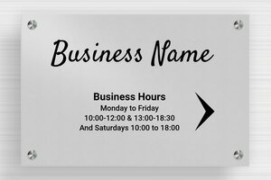 Open Hours Signs - Printed Aluminium - anodise-noir - screws-spacer - en-uk-business-hours-sign-business-001-1-1748946552659 Open Hours Signs - Printed Aluminium - anodise-noir - screws-spacer - en-uk-business-hours-sign-business-001-1-1748946552659